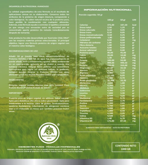Proteína Vegetal Aislada DNA® ISOVEG® - Pura y Sabores - Pote - 1 Kilo - Imagen 2