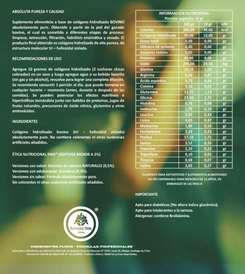 Colágeno Bovino Hidrolizado Peptídico DNA® - Puro y Sabores - Pote - 1 Kilo - Imagen 2