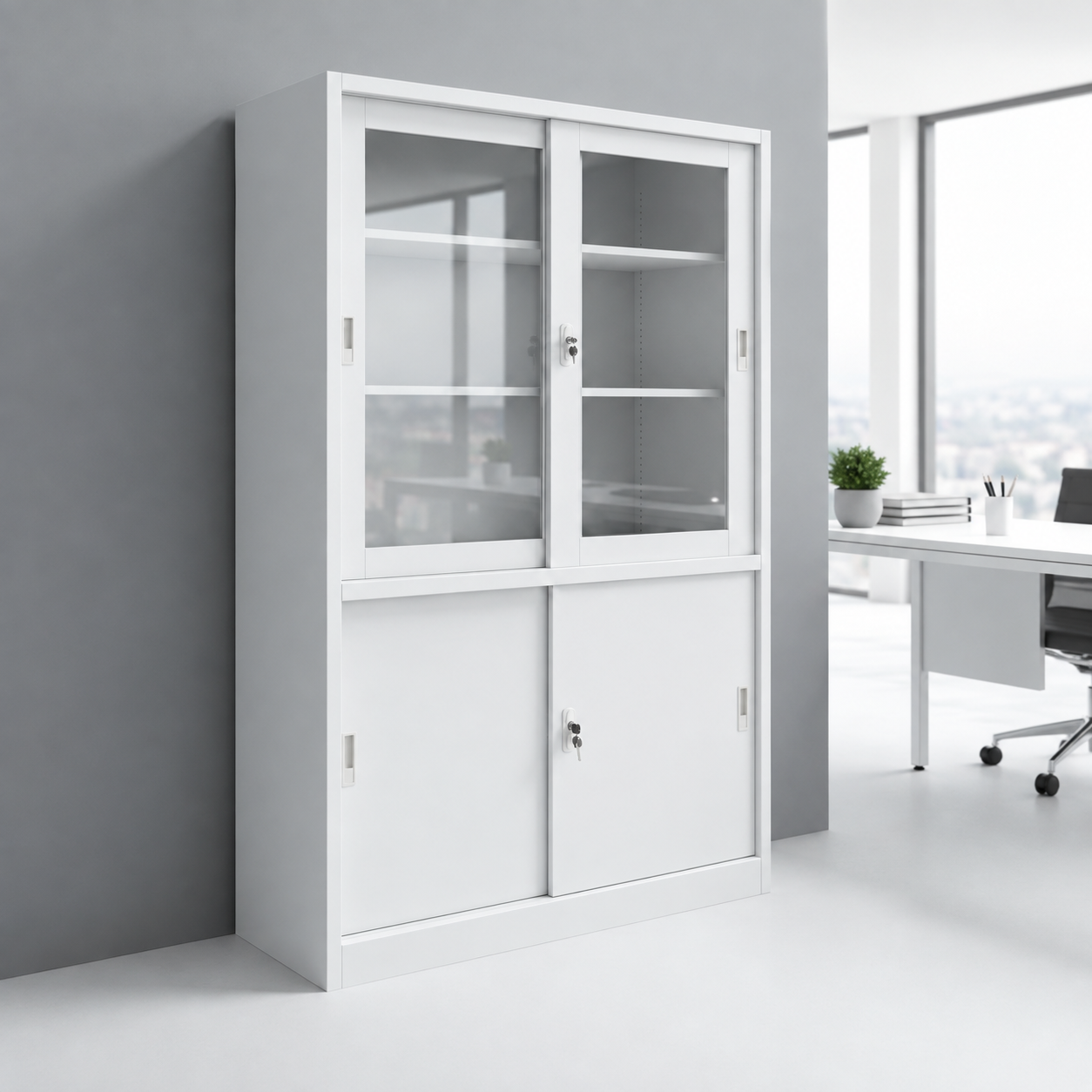 Vitrina Clínica Vidriada con Puertas Correderas - Imagen 3
