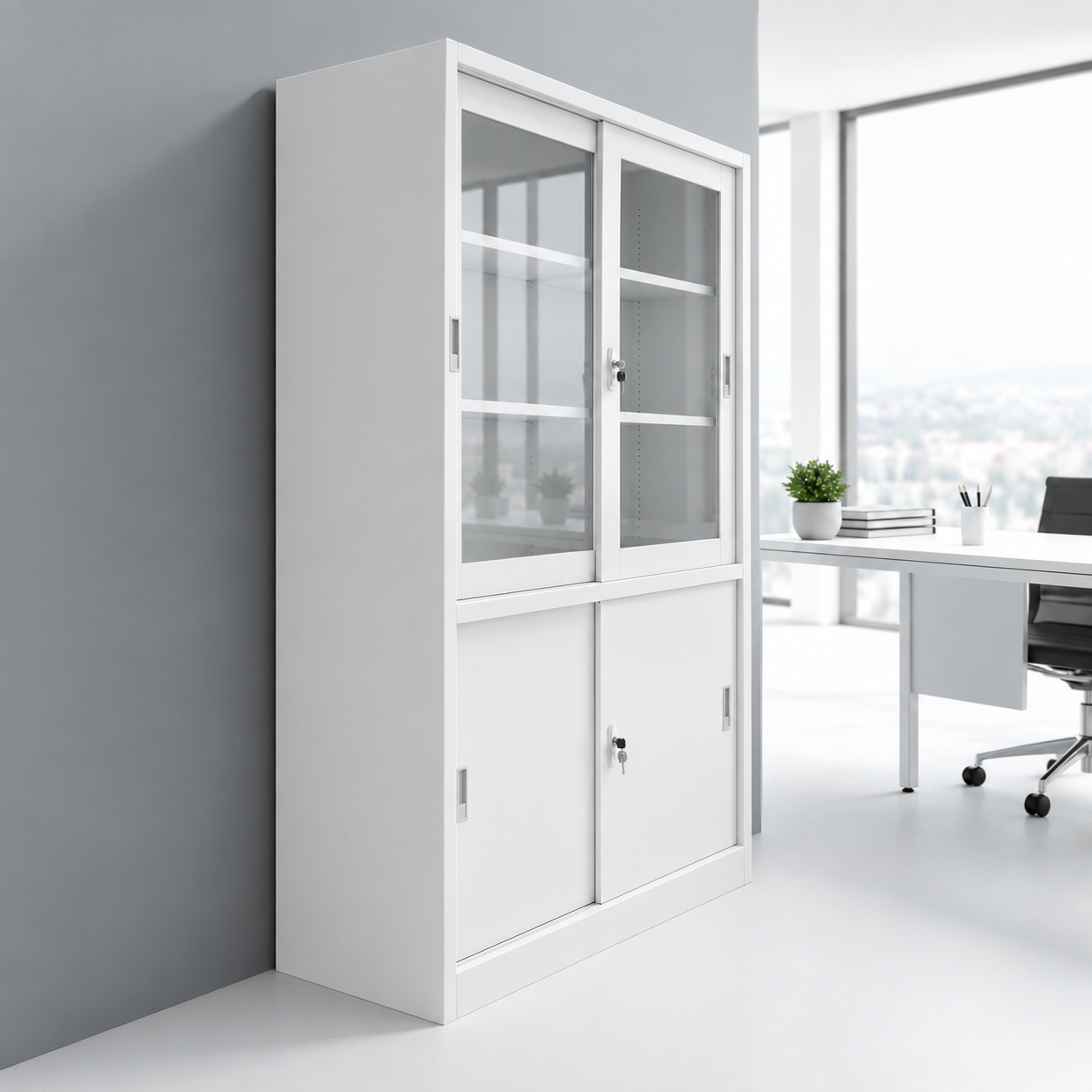 Vitrina Clínica Vidriada con Puertas Correderas - Imagen 4